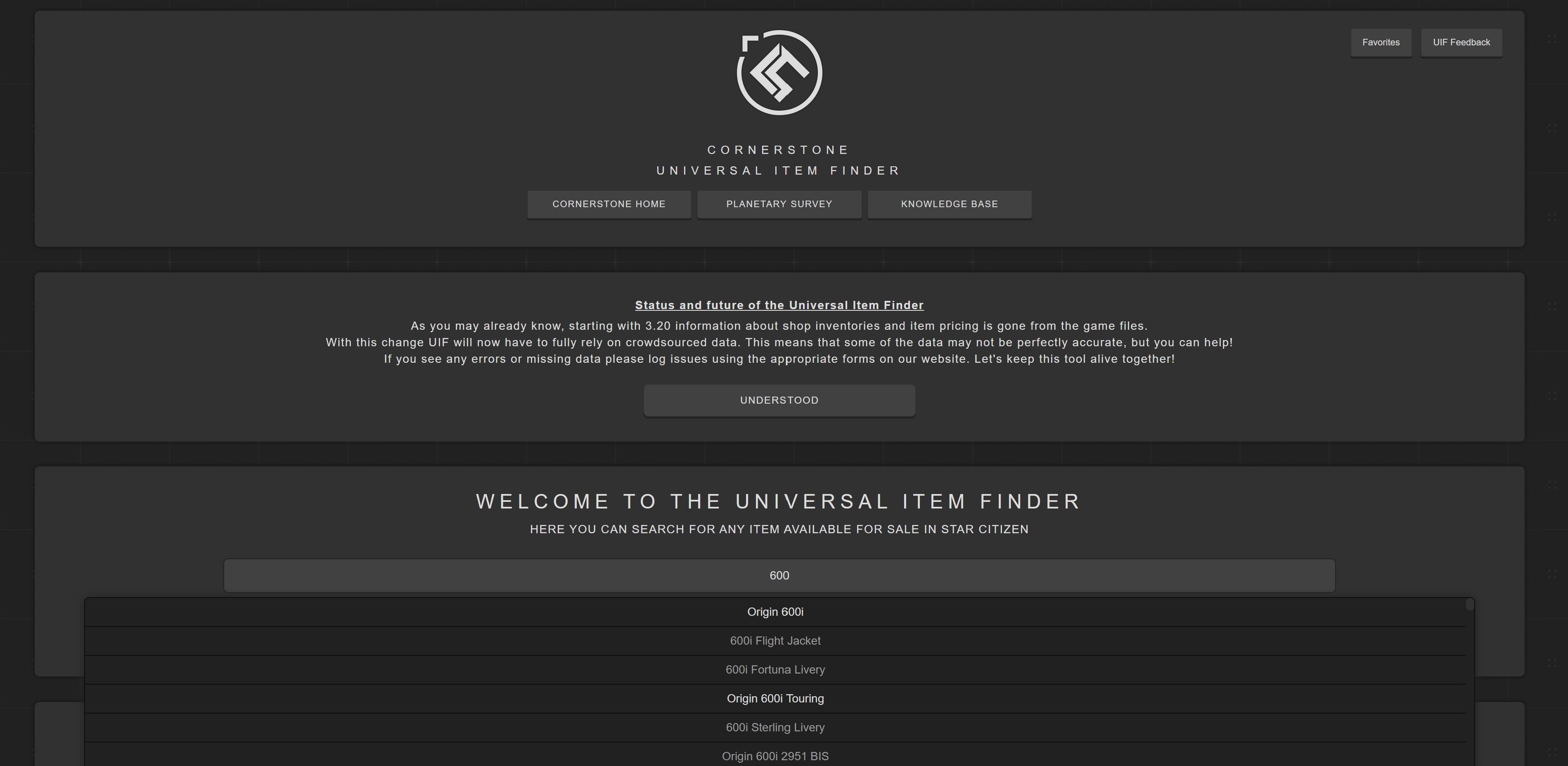 Cornerstone Item Finder