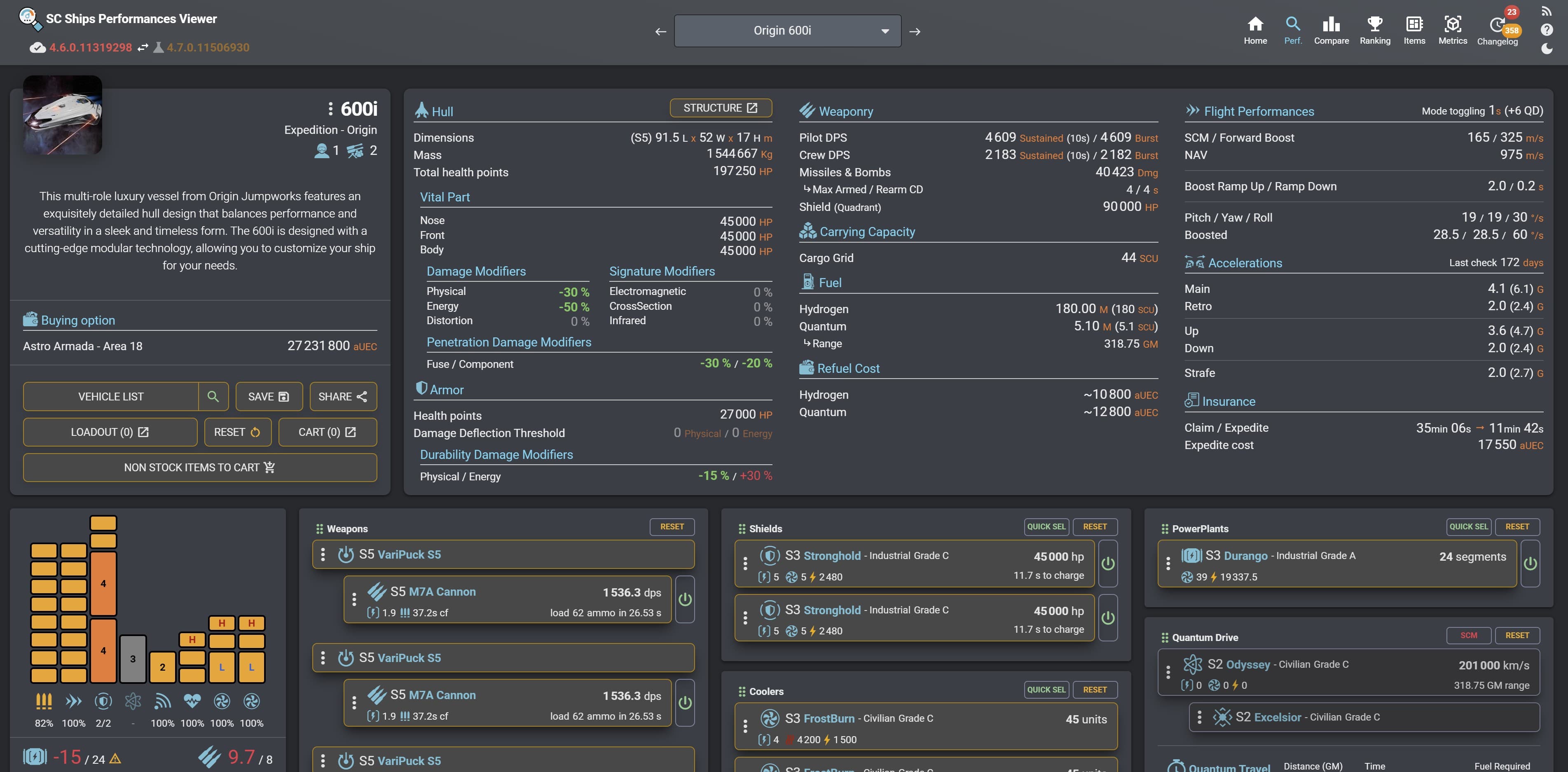 SC Ship Performance Viewer